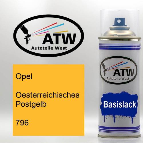 Opel, Oesterreichisches Postgelb, 796: 400ml Sprühdose, von ATW Autoteile West.